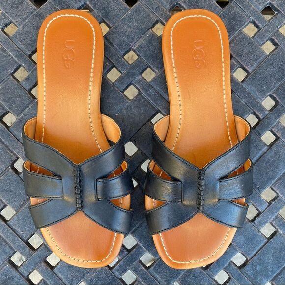 UGG Black Slide Sandals with Crisscross Straps - Picture 10 of 13
